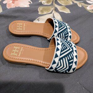 Haute Hippie Blue and White Geometric Sandals